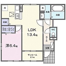 ブルーガーベラ 1LDKの間取図画像
