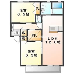 グリーンステージ大原A 2LDKの間取図画像