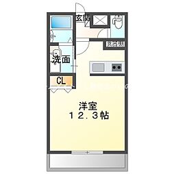ベルクレスト大岩参番館 ワンルームの間取図画像