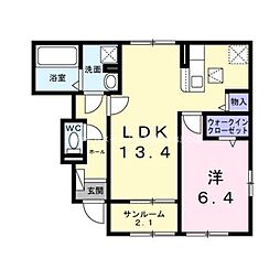 リッツメゾンA 1LDKの間取図画像