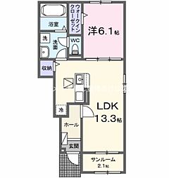 リッツメゾンC 1LDKの間取図画像
