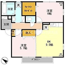 アルブルエストレジャ 2DKの間取図画像