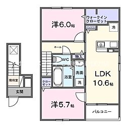 コーポひかりA 2LDKの間取図画像