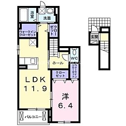 ビオーラ空B 1LDKの間取図画像