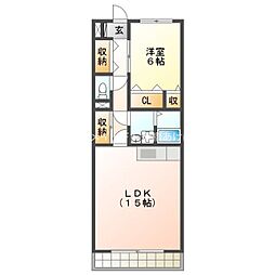 ガーデンコートTSUBASA 1LDKの間取図画像