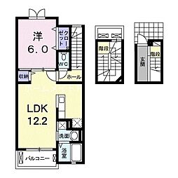 ソレイユオーブ 1LDKの間取図画像