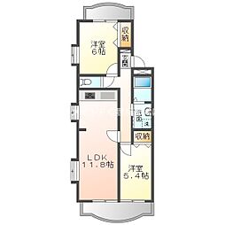 フローラ・リヴェール 2LDKの間取図画像