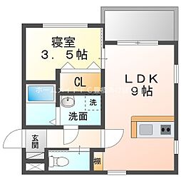 朝風のノーブル 1LDKの間取図画像