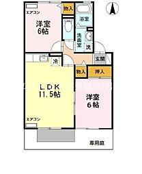 セジュール・スール 2LDKの間取図画像