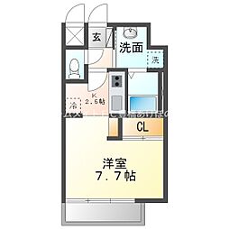 クレシタ大国 ワンルームの間取図画像