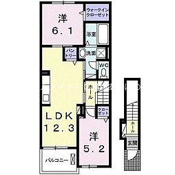 田原市片西2丁目アパート 2LDKの間取図画像