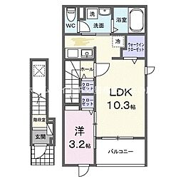 リヴィエール北島 1LDKの間取図画像