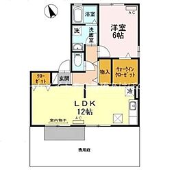 ヴィラージュルピナC 1LDKの間取図画像