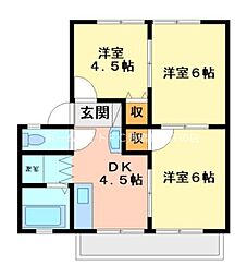 第1みのわハイツD 3DKの間取図画像