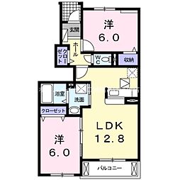 モデラート 2LDKの間取図画像