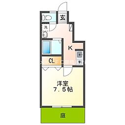 カルディア 1Kの間取図画像