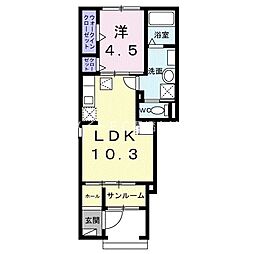グリーンステージ小池駅前 1LDKの間取図画像