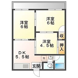第2みのわハイツ 3DKの間取図画像