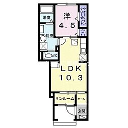 グリーンステージ小池駅前 1LDKの間取図画像