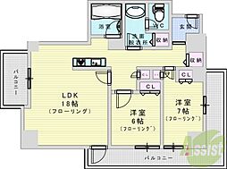 ザグランドビューOSAKA 2LDKの間取図画像