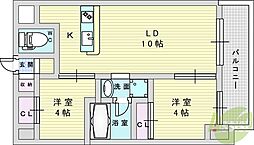 大阪市淀川区西宮原1丁目マンション 2LDKの間取図画像