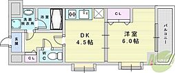 シャインビュー淡路 1DKの間取図画像