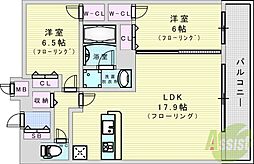 グランルクレ新大阪 2LDKの間取図画像