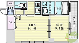 アーバンフラッツ西中島 1LDKの間取図画像