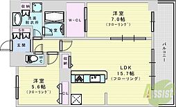 グランルクレ新大阪 2LDKの間取図画像