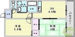 JP千船レジデンス 2DKの間取図画像