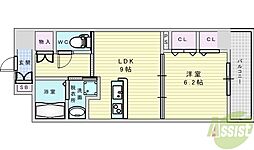 フィールドライト新大阪 1LDKの間取図画像