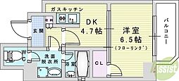 クレアートアドバンス北大阪 1DKの間取図画像