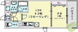 ラルシェパルク新大阪 1LDKの間取図画像