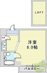 メゾネット北野 1Kの間取図画像