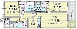 アーバンパーク淡路 2LDKの間取図画像