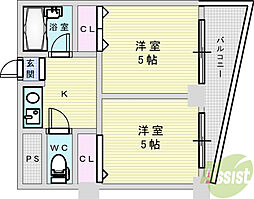 木川東エクセルハイツ 2Kの間取図画像