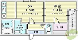 フジパレス淡路 1DKの間取図画像