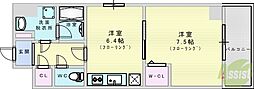 アクアスイート新大阪 1DKの間取図画像