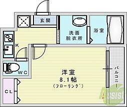 フジパレス新高2番館 1Kの間取図画像