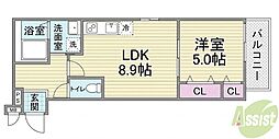 大阪市淀川区新高6丁目アパート 1LDKの間取図画像