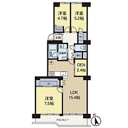 日吉第2ハイムB棟 3LDKの間取図画像