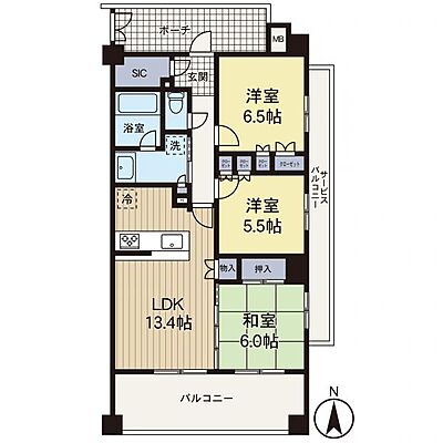 間取り フィスナレジデンスセンター南 5階/-