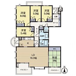 サザンヒルズ竹山7番館 5LDKの間取図画像