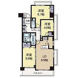 綱島東公園パーク・ホームズ 3LDKの間取図画像