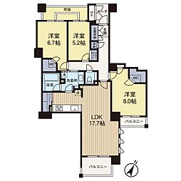 サンクタス横濱・二俣川ブライトスクエア 3LDKの間取図画像
