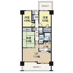町田パーク・ホームズ 3LDKの間取図画像