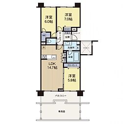 クレッセント高津リバーウインド 3LDKの間取図画像