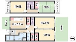 八事本町団地　1号棟 1階4DKの間取り