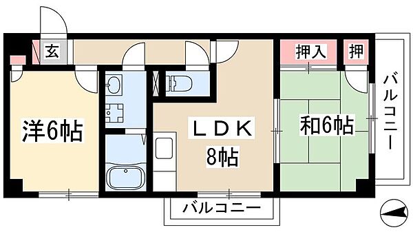 ロイヤルハイツ平針 ｜愛知県名古屋市天白区平針3丁目(賃貸マンション2DK・5階・47.95㎡)の写真 その2