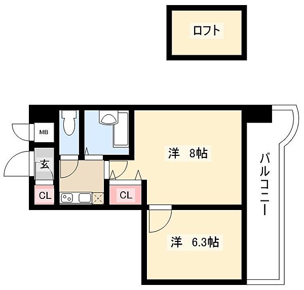 置地マンション ｜愛知県名古屋市千種区日進通1丁目(賃貸マンション2K・5階・36.10㎡)の写真 その2